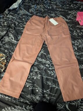 WILDFANG Blush Pink Faux Leather Straight Leg Pants